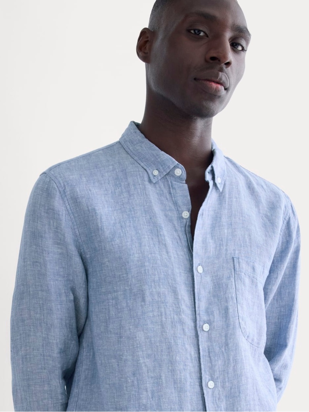 Everlane Light Blue Linen Button-Down Shirt - Men's sz S - Picture 3 of 8